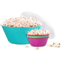 Mintra Home Snack Bowls (Popcorn Bowl Set, Teal)