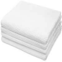 Cotton Craft- Euro Spa Set Of 4 Luxury Waffle Weave Bath Towels, Oversized Pure Ringspun Cotton, 30 Inch X 56 Inch, White