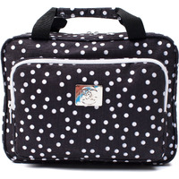 Large Travel Hanging Toiletry Bag For Women - Folding Bathroom Toiletry Cosmetic Organizer - Xl Hanging Travel Bag For Full Size Toiletries (Black Polka Dot)