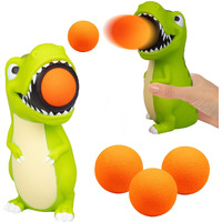 Hog Wild T-Rex Ball Popper Toy - Includes 4 Soft Foam Balls - Squeeze To Pop Air Powered Balls Up To 20 Feet - Launcher Safe For Indoor/Outdoor Play