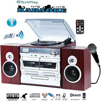 Techplay Karaoke Enabled, 30W Rms, Retro Classic Turntable, Nfc Bluetooth, Double Cassette Player/Recorder, Cd Mp3 Player, Usb Sd Ports, Am/Fm Digital Alarm Clock And Full Remote Control