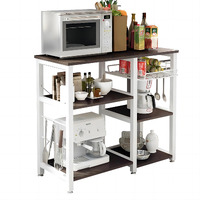 Soges 3-Tier Kitchen Baker's Rack, Utility Microwave Oven Stand With Storage, Coffee Bar Station, Workstation Kitchen Shelf Cart, Walnut Black