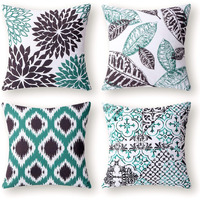 Phantoscope New Living Series Decorative Throw Pillow Case Cushion Cover Black 18"" X 18"" Set Of 4