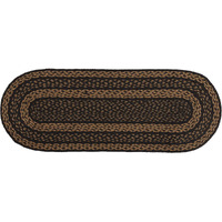 Vhc Brands Farmhouse Primitive Jute Black Textured Striped Oval Table Runner 13""X36""