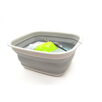 Sammart 7.7L (2 Gallon) Collapsible Tub - Foldable Dish Tub - Portable Washing Basin - Space Saving Plastic Washtub (Grey, S)