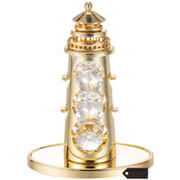 Matashi 24K Gold Plated Lighthouse D  Cor Ornament With Crystals | Table Top Showpiece For Living Room | Gift For Christmas Decoration, Birthday, Anniversary | Present For Mom Daughter Friends Family