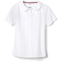 French Toast Womens Short Sleeve Peter Pan Collar (Standard & Plus) Blouse, White, 8 Us