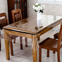 Diamondhome Clear_Transparent Tablecloth Heavy Duty Kitchen Table Top Cover Water Proof Hard Plastic Vinyl Spills Protector (60"" X 90"")