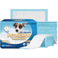Honey Care All-Absorb, Large 22"" X 23"", 100 Count, Dog And Puppy Training Pads, Ultra Absorbent And Odor Eliminating, Leak-Proof 5-Layer Potty Training Pads With Quick-Dry Surface, Blue, A01