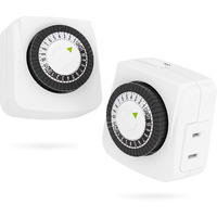 Bn-Link Indoor Timers Plug Mechanical 2 Prong 24-Hour Mini Lamp Timers 2 Pack, For Electrical Outlets, Fish Tank, Fans, Led Lights