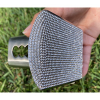 Lfparts Diamond Crystal Bling Rhinestone Trailer Stainless Steel Hitch Cover Fits 2"" Receivers New (Square, Clear)