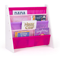 Humble Crew, White/Pink/Purple Kids Book Rack Storage Bookshelf, 4 Tiers