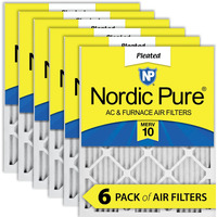 Nordic Pure 16X25X1 (15 1/2 X 24 1/2 X 3/4) Pleated Merv 10 Air Filters 6 Pack