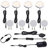 Aiboo Under Cabinet Led Puck Lights Kit With Touch Dimming Switch For Ambiance Atmosphere Night Lighting (4 Lights,Warm White)