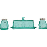 The Pioneer Woman Adeline Glass Butter Dish With Salt And Pepper Shaker Set