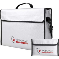 Roloway Fireproof Document & Money Bags, Large Fireproof & Water Resistant Bag (15 X 12 X 5 Inches), Fireproof Folder Safe Bag For Cash, Valuables & Passport, With Silicone Coating & Zipper Closure