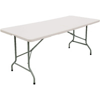 Forup 6Ft Table, Folding Utility Table, Fold-In-Half Portable Plastic Picnic Party Dining Camp Table (White)