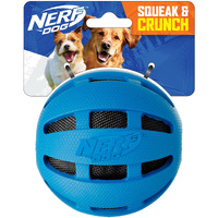 Nerf Dog Crunch And Squeak Rubber Ball Dog Toy, Single, Medium/Large, Blue