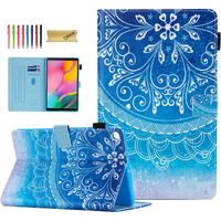 Dteck Case For Samsung Galaxy Tab A 10.1 Case 2019 Model Sm-T510/Sm-T515, Multi-Angle Viewing Protective Pu Leather Folio Cover For Samsung Tab A 10.1 2019 Release Tablet, Blue Mandala