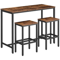 Hoobro Bar Table And Chairs Set, 47.2    Rectangular Pub Table With 2 Stools For Small Space, High Top Table, 3-Piece Breakfast Table Set, Sturdy Metal Frame, Easy To Assemble, Rustic Brown Bf52Bt01