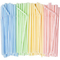 Comfy Package [500 Pack] 7.75"" High Flexible Plastic Straws, Disposable Drinking Straws - Striped Assorted Colors