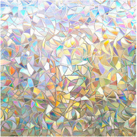 Rabbitgoo Window Privacy Film Rainbow Film Decorative Window Sticker, 3D Static Stained Glass Cling Tint For Home Heat Control Non-Adhesive, 35.4 X 78.7 Inches