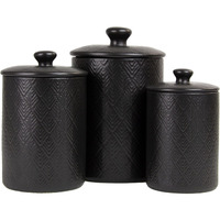 10 Strawberry Street Kitchen Canister, 3 Piece Set, Marquis Matte Black