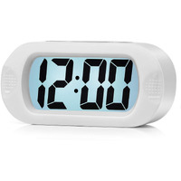 Plumeet Kids Alarm Clock Large Digital Lcd Travel Alarm Clocks With Snooze And Night Light - Ascending Sound And Handheld Size - Best Gift For Kids (White)