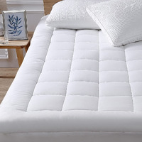 Queen Mattress Pad Cover Cooling Mattress Topper Pillow Top With Down Alternative Fill (8-21    Fitted Deep Pocket Queen Size) White