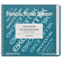 Ekonomik Dd Wirebound Form Dd Check Register W/10 Left Distribution Columns, 8-3/4X10