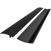 25Inch Kitchen Silicone Stove Counter Gap Cover, Easy Clean Heat Resistant Wide & Long Gap Filler, Seals Spills Between Counter, Stovetop, Oven, Washer & Dryer, Set Of 2 (Black)