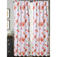 Sapphire Home 2 Rod Pocket Curtain Panels 63 Inches Long, Decorative Floral Print, Light Filtering Room Darking Thermal Foam Back Lined Curtain Panels For Living/Bedroom/Patio Door, Drp 63"" Orange