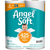 Angel Soft, Toilet Paper, Mega Rolls, 6 Count Of 429 2-Ply Sheets Per Roll