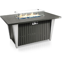 Outdoor Propane Fire Pit Table - Csa/Etl Certified 50,000 Btu Pulse Ignition Weatherproof Rectangle Propane Gas Fire Table W/Adjustable Flame - Glass Rocks Wind Guard, Black - Serenelife Slfpsx55