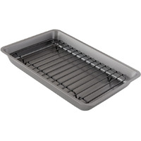 Chef Pomodoro Nonstick Carbon Steel Small Roasting Pan With Rack, Roasting Pan For Countertop Oven Baking, Single Serving, Grey (Mini)