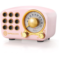Retro Bluetooth Speaker, Vintage Radio-Greadio Fm Radio With Old Fashioned Classic Style, Strong Bass Enhancement, Loud Volume, Bluetooth 5.0 Wireless Connection, Tf Card And Mp3 Player (Pink)