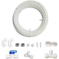 Length 25Ft ,1/4-Inch O.D Tube Quick Connect Kit, Fridge Water Line Connection And Ice Maker Installation Kit For Reverse Osmosis Ro Systems & Water Filters.(Both 1/4    & 3/8    Output) (25Ft Tube)