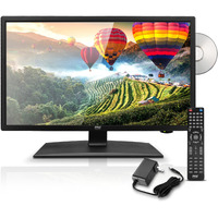 Pyle 18.5 Inch 1080P Led Rv Television - Slim Flat Screen Monitor Fhd Small Tv W/Hdmi, Rca, Multimedia Disk/Dvd Combo, 12/24 Volt Car Adapter, Wall Mount, Works W/Mac Pc, Includes Remote Control