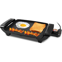Elite Gourmet Egr2722A Electric 10.5"" X 8.5"" Griddle, Cool-Touch Handles Non-Stick Surface, Removable/Adjustable Thermostat, Skid Free-Rubber Feet, Black