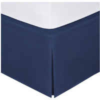 Bed Makers Never Lift Your Mattress Wrap Around Bed Skirt, Classic Style, Low Maintenance Wrinkle Resistant Fabric, Traditional 14 Inch Drop Length, Queen, Navy