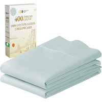 California Design Den Standard Queen Size Pillowcase Set - 400 Thread Count, 100% Cotton Sateen, Set Of 2 Pillow Covers, Breathable, Cooling, Soft For Quality Sleep - Seafoam