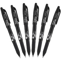 Pilot Frixion Ball 0.7Mm Erasable Gel Pens, Fine Point, Black Ink, Pack Of 6