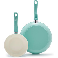 Greenlife Soft Grip Healthy Ceramic Nonstick 7"" And 10"" Frying Pan Set, Pfas & Pfoa-Free, Dishwasher Safe, Egg Omelet Skillet, Cookware For Easy Cooking, Non-Stick Kitchen Essentials, Turquoise