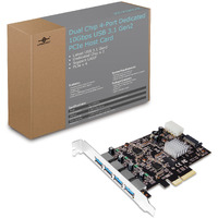 Vantec 4-Port Dedicated 10Gbps Usb 3.1 Gen 2 Pcie Host Card With Dual Controller For Pcie X4/X8/X16 Slot Black/Silver Black/Silver (Ugt-Pce470-2C)