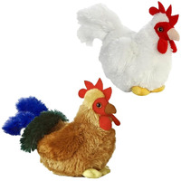 Aurora Mini Flopsie Bundles Bundle Of 2 6 Floppy Beanbag Chicken & Rooster Stuffed Animals - New Chicken & Cocky Rooster, Multicolor