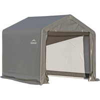Shelterlogic 6' X 6' Shed-In-A-Box All Season Steel Metal Peak Roof Outdoor Storage Shed With Waterproof Cover And Heavy Duty Reusable Auger Anchors, Grey