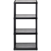 Gracious Living 4 Shelf Fixed Height Solid Light Duty Storage Unit 12 X 24 X 48"" Organizer System For Home, Garage, Basement, & Laundry, Black