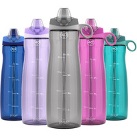 Pogo Bpa-Free Tritan Plastic Water Bottle With Soft Straw, 40 Oz, Grey