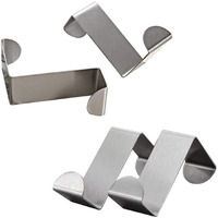 Mziart Pack Of 4 Stainless Steel Reversible Over Door Cabinet Drawer Hooks Office Kitchen Towel Coat Hooks Rack, Silver