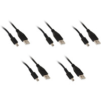 Mini Usb 2.0 Cable, Black, Type A Male To 5 Pin Mini-B Male, 6 Foot - 5 Pack